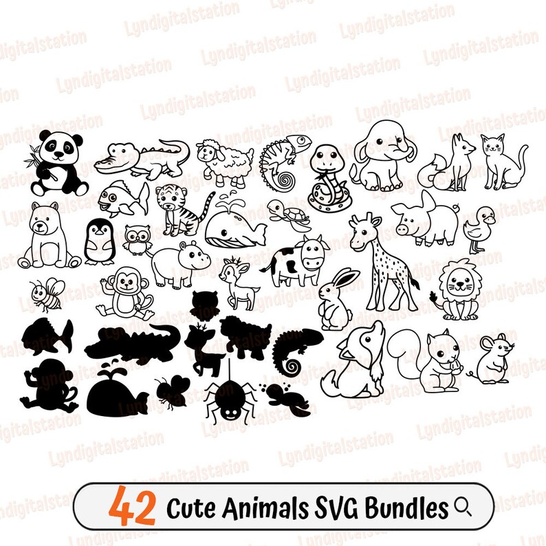 42 Cute Animal Bundles Svg Cute Baby Animal Clipart Zoo Animals Cut ...
