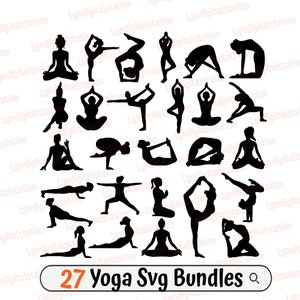 27 Yoga Bundles Svg | Meditation Clipart | Woman Empowerment Cut File | Motivational Stencil | Yoga T-shirt Design | Dxf | Png