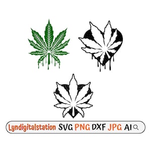 滴る雑草 SVG | 大麻の葉のクリップアート | 420 カット ファイル | クッシュ ライフ ステンシル | ローリング ブラント T シャツ デザイン | 滴るハートの雑草 DXF | PNG