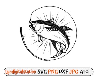 Tuna Fish Svg | Yellowfin  Clipart | Tuna Fishing Cut File | Angling Stencil | Angler Dad T-shirt Design | Saltwater Fish Dxf | Bluefin Png