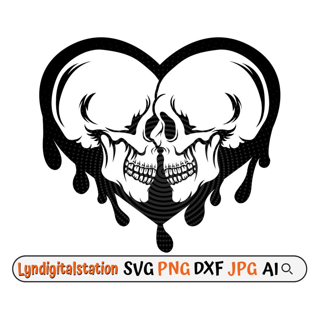 Lover Skull Svg Dead Lover Clipart Dead Romance Cut File Lover