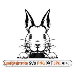 Cute Bunny Peeking Svg | Young Rabbit Clipart | Peeking Animal Cut File | Peekaboo Easter Bunny Stencil | Bunny T-shirt Design | Dxf | Png