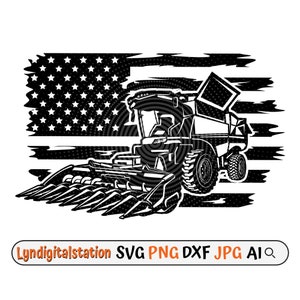 US Corn Harvester Svg | Farmer Gift Clipart | Farm Life Cut File | Corn Field Owner Stencil | Harvest Machinery T-shirt Design | Dxf | Png
