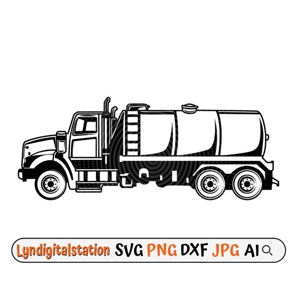 Septic Truck Svg / Waste Removal Clipart / Pump Truck Cut File / Sanitation Vehicle Stencil / Waste Disposal Team T-shirt Design / Dxf / Png