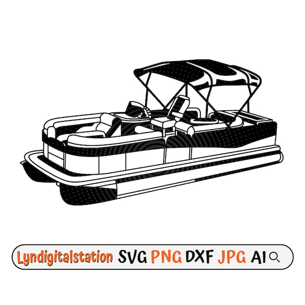 Pontoon Boat Svg | Fishing Boat Clipart | Angler Dad Cut File | Angling Vehicle Stencil | Party Barges shirt Design | Lake Fishing Dxf | Png