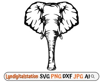 Elephant Svg | Elephant Trunk Clipart | Wildlife Creature Cut File | Safari Animal Stencil | Zoo Life Tshirt Design | Big Mammal | Dxf | Png
