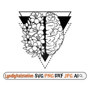 Gehirn Blumen SVG | Blumen Gehirn Clipart | Human Anatomy Cut File | Blüte Gehirn Schablone | Psychische Gesundheit Shirt Design| Menschliches Gehirn Dxf | Png