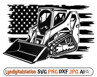 US Track Skid Steer Svg | Track Loaders Clipart | Construction Vehicle Cut File | Heavy Equipment Stencil | Loader Tshirt Design | Dxf | Png