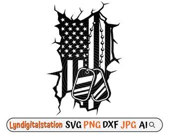 US Army Dog Tags Svg | US Army Clipart | Soldier Cut File | Military Dog Tags Stencil | Fallen Soldier Tribute  T-shirt Design | Dxf | Png