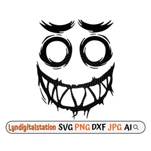 Scary Smile Svg | Horror Smile Clipart | Creepy Face Cut File | Creepy Smile Stencil | Horror Tshirt Design | Halloween Smile Face Dxf | Png