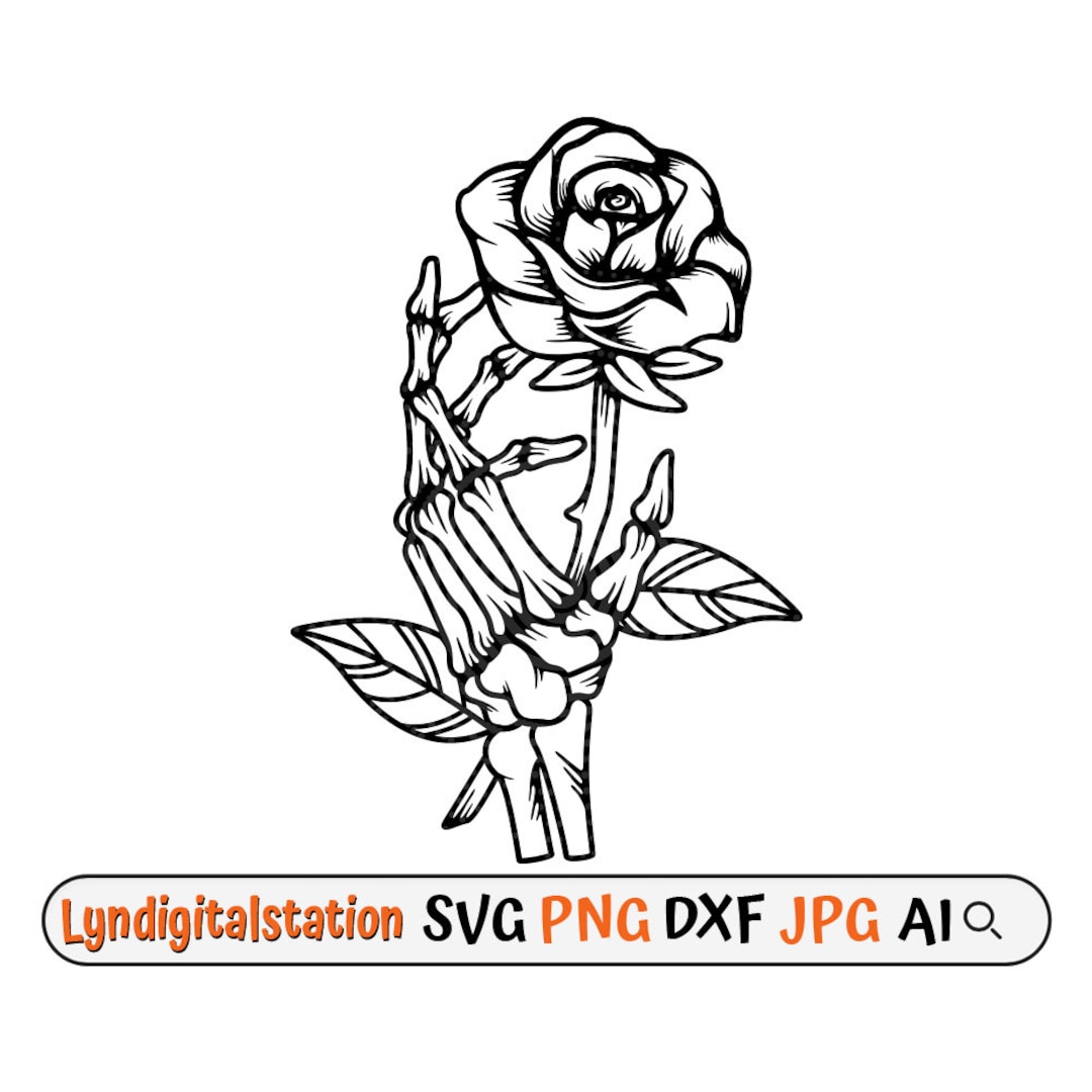 Skeleton Rose Svg Skull Rose Clipart Rose in Skeleton Hand - Etsy