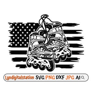 US Roller Blades Svg | Roller Skates Clipart | Inline Skates Cut File | Roller Skating Stencil | Sport T-shirt Design | US Skater Dxf | Png