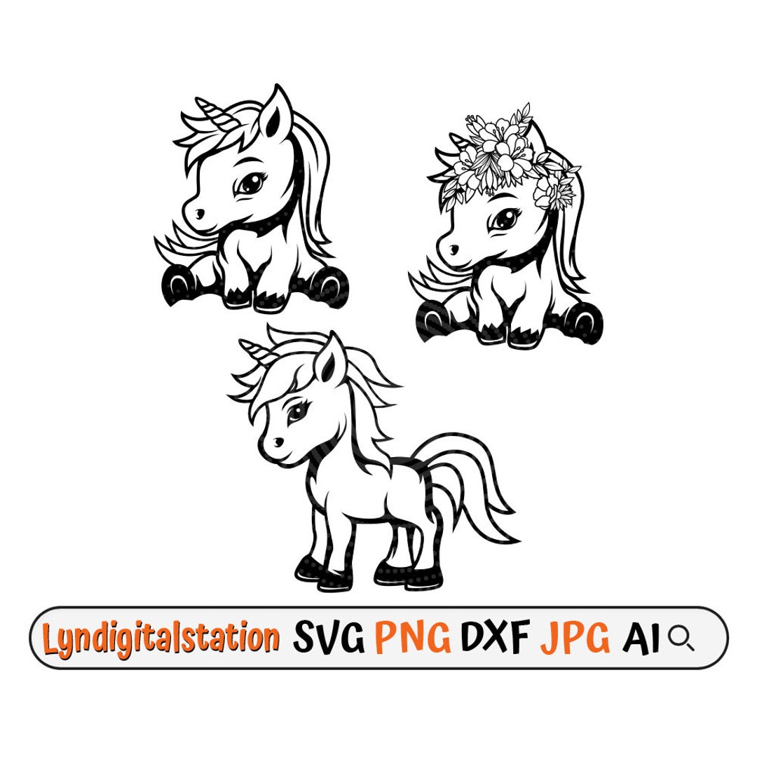 Cute Baby Unicorn Svg | Unicorn Clipart | Floral Unicorns Cut File ...