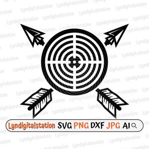 Archery Svg | Recreational Sports Clipart | Target Icon Cut File | Archery Target Stencil | Bow & Arrow Sport T-shirt Design | Dxf | Png