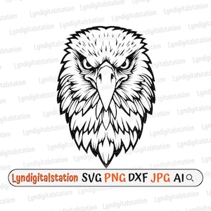 Adelaar gezicht Svg | Clipart adelaar mascotte | Hoofd gezicht adelaar gesneden bestand | Gezichtssjabloon Amerikaanse zeearend | T-shirtontwerp roofvogel | Vogelkoning dxf | png