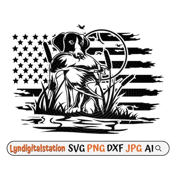 US Dog Duck Hunting Svg | Dog Hunter Clipart | Camp Life Cut File | Outdoor Hunting Stencil | Hunter T-shirt Design | Hunting Shop Dxf | Png