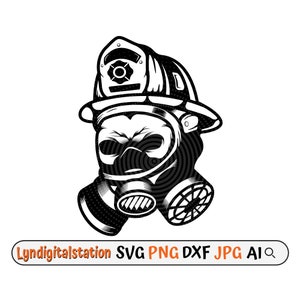 Skull Head Svg | Skull Gas Mask Clipart | Firefighter Breathing Apparatus Cut File | Gas Mask Stencil | Gear shirt Design | Helmet Dxf | Png