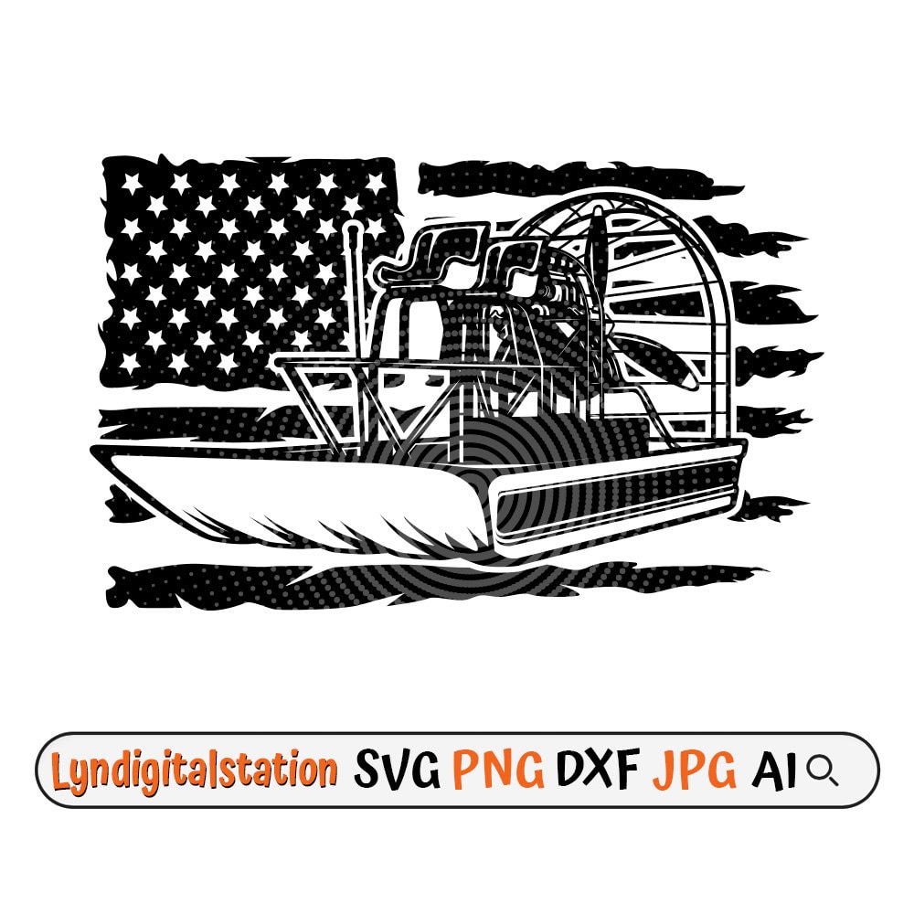 US Airboat Svg / Lake Boat Clipart / Swamp Fishing Cut File / - Etsy España