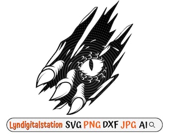 T-rex Scratch Claw Svg / Scratch Clipart / Wild Scratch Cut File / T-rex Claw Stencil / Claw Mark T-shirt Design / Dino Dxf / Sharp Eye PNG