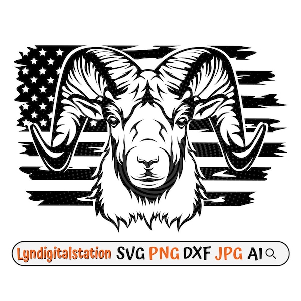 US Ram Svg | Farm Animal Clipart | Mountain Sheep Cut File | Wild Animal Stencil | Male Bighorn Sheep T-shirt Design | Zodiac Sign Dxf | Png