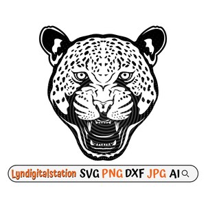 Jaguar Svg | Wild Cat Clipart | Leopard Cut File | Jaguar Face Stencil | School Mascot T-shirt Design | Large Cat Dxf | Panther Family Png