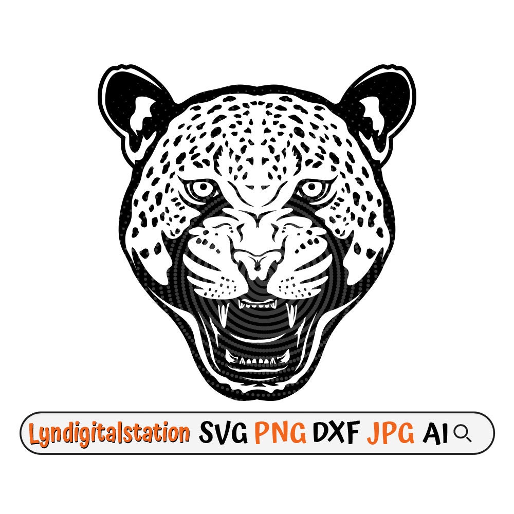 Jaguar Svg | Wild Cat Clipart | Leopard Cut File | Jaguar Face Stencil |  School Mascot T-shirt Design | Large Cat Dxf | Panther Family Png - Etsy, image size:1000x1000