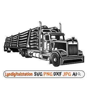 Logging Truck Svg | Timber Trucks Clipart | Truck Driver Cut File | Large Truck Stencil | Lumber Wood Tshirt Design | Logger Dxf | Truck Png