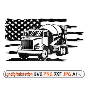 US Concrete Mixer Truck Svg | Mixer Truck Clipart | Construction Truck Cut File | Cement Mixer Stencil | Machinery Tshirt Design | Dxf | Png