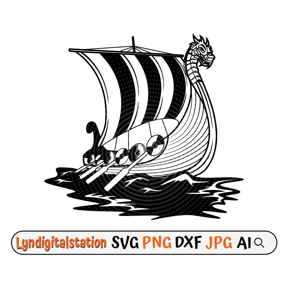 Viking Ship Silhouette Tattoo