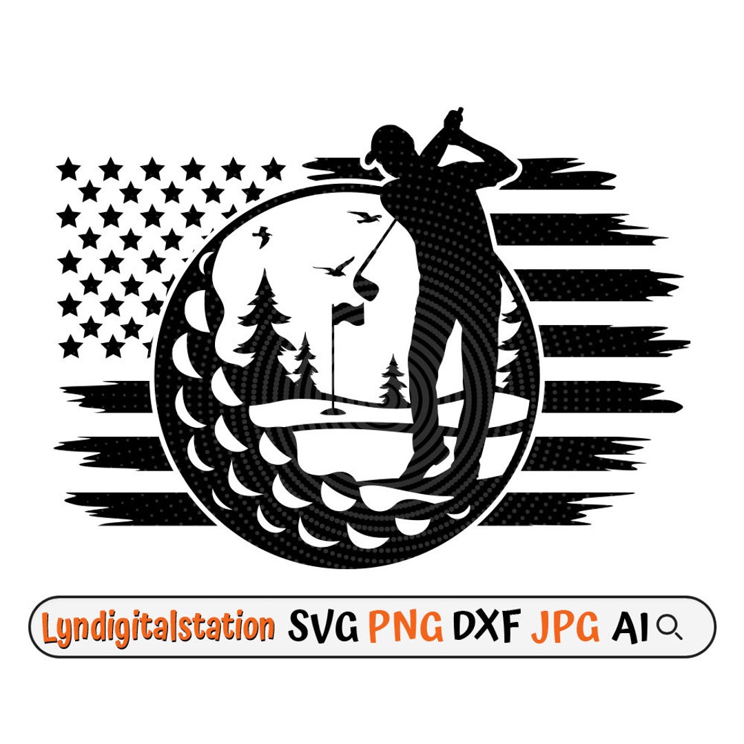 US Golf Player Svg Golfing Clipart Golf Ball Cut File Golfer Stencil US ...