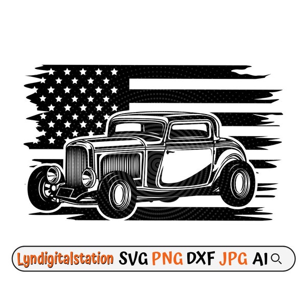 US Vintage Car Svg | Vintage Car Collector Clipart | Old Vehicle Cut File | Antique Cars Stencil | Car Lover shirt Design | Driver Dxf | Png