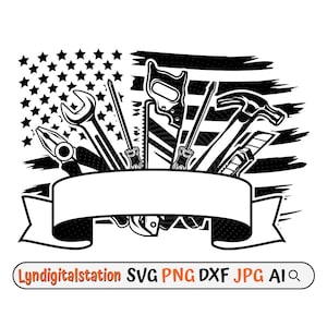 US Carpenter Tools Svg | Repairman Clipart | Toolbox  Cut File | Toolbox Stencil | Carpentry Tshirt Design | Builders Dxf | Hammer & Saw Png