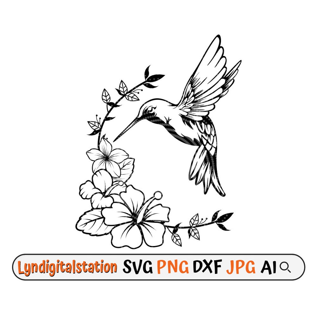 Flower and Bird Svg | Hummingbird Clipart | Floral Bird Cut File | Bird ...