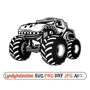 Monster Truck Shark  Svg | Big Truck Clipart | Oversized Tires Cut File | Off Road Vehicle Stencil | 4x4Shark Truck shirt Design | Dxf | Png