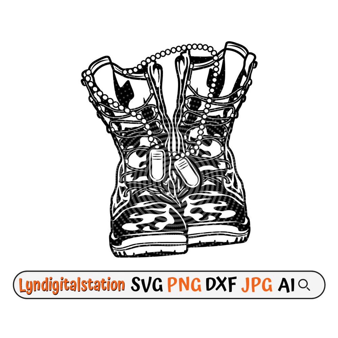Military Boots Svg Boots Clipart Combat Boots Cut File Army Boots Stencil Veteran Army Tshirt