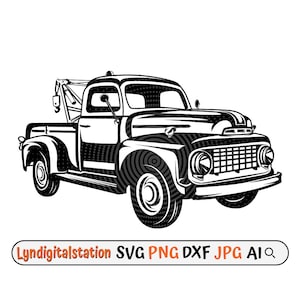 Vintage Abschleppwagen Abschleppwagen | Vintage Fahrzeug Clipart | Abschleppwagen Dad Cut File | Tow Besitzer Tshirt Design | LKW Fahrer Schablone | Abschleppen Dxf | Png