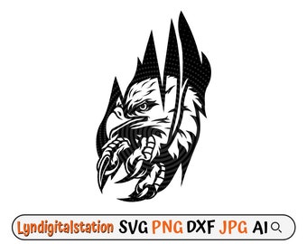 Tema Eagle Scratch Svg | Clipart de arranhão de garra de águia | Arquivo de corte de arranhão de águia | Estêncil de rosto de águia | Design de camiseta com risco de garra | Dxf | png