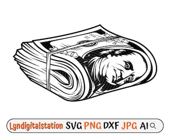 Dollar Bill Svg | Stacked Money Clipart | Folded Bill Cut File | Millionaire Stencil | Money T-shirt Design | Bundled Money Dxf | Riches Png