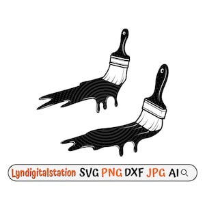 Paintbrush Svg | Dripping Paint Brush Clipart | Artist Brush Cut File | Painting  Stencil | Paintor T-shirt Design | Dxf | Png
