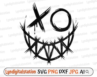 Scary Smile Svg | Creepy Face Clipart | Horror Smile Cut File | Creepy Smile Stencil | Horror Tshirt Design | Halloween Smile Face Dxf | Png