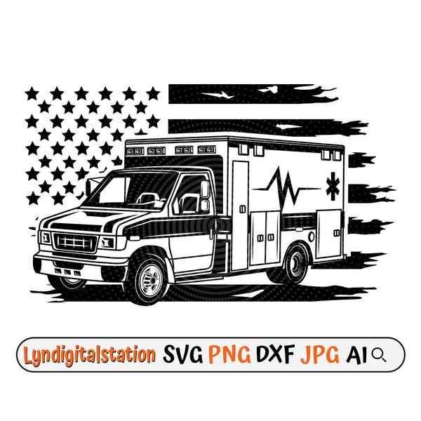 US Ambulance Svg | Rescue Clipart | Medical Vehicle Cut File | Rescue Truck Stencil | Ambulance Tshirt Design | Emergency Vehicle Dxf | Png