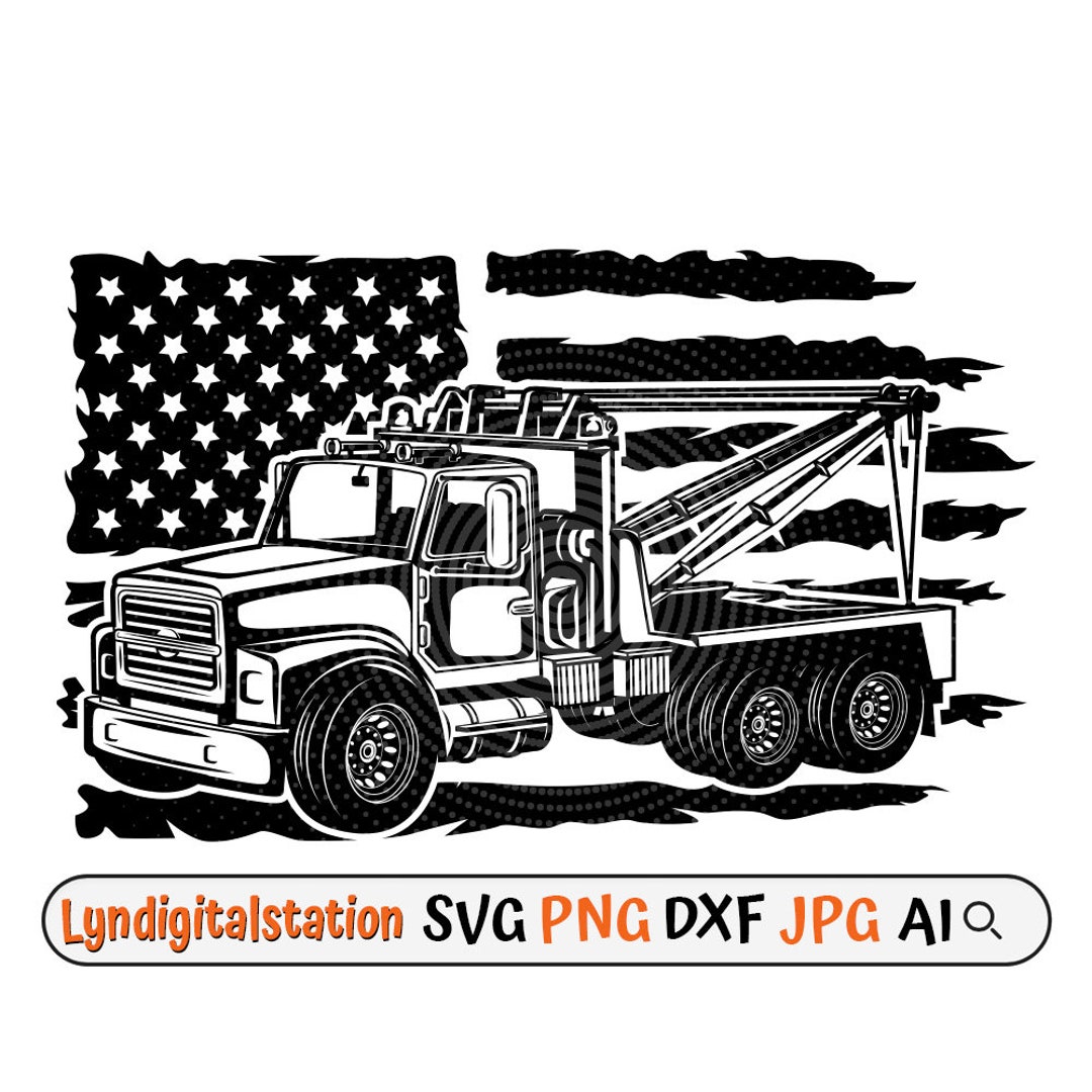 US Tow Truck Svg / Towing Service Clipart / Tow Truck Cut File / Driver ...