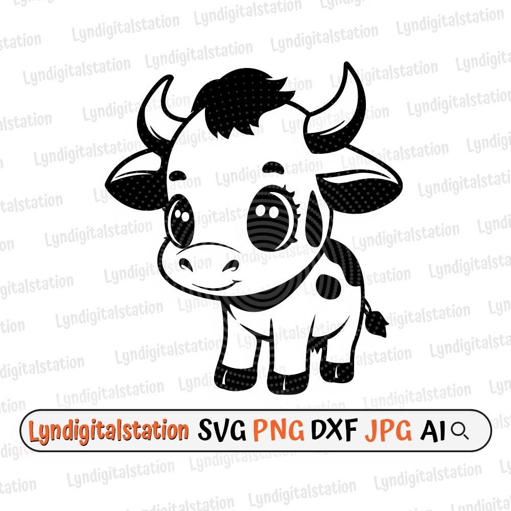 Cute Cow Svg | Baby Cow Clipart | Young Cow Cut File | Farm Animal ...