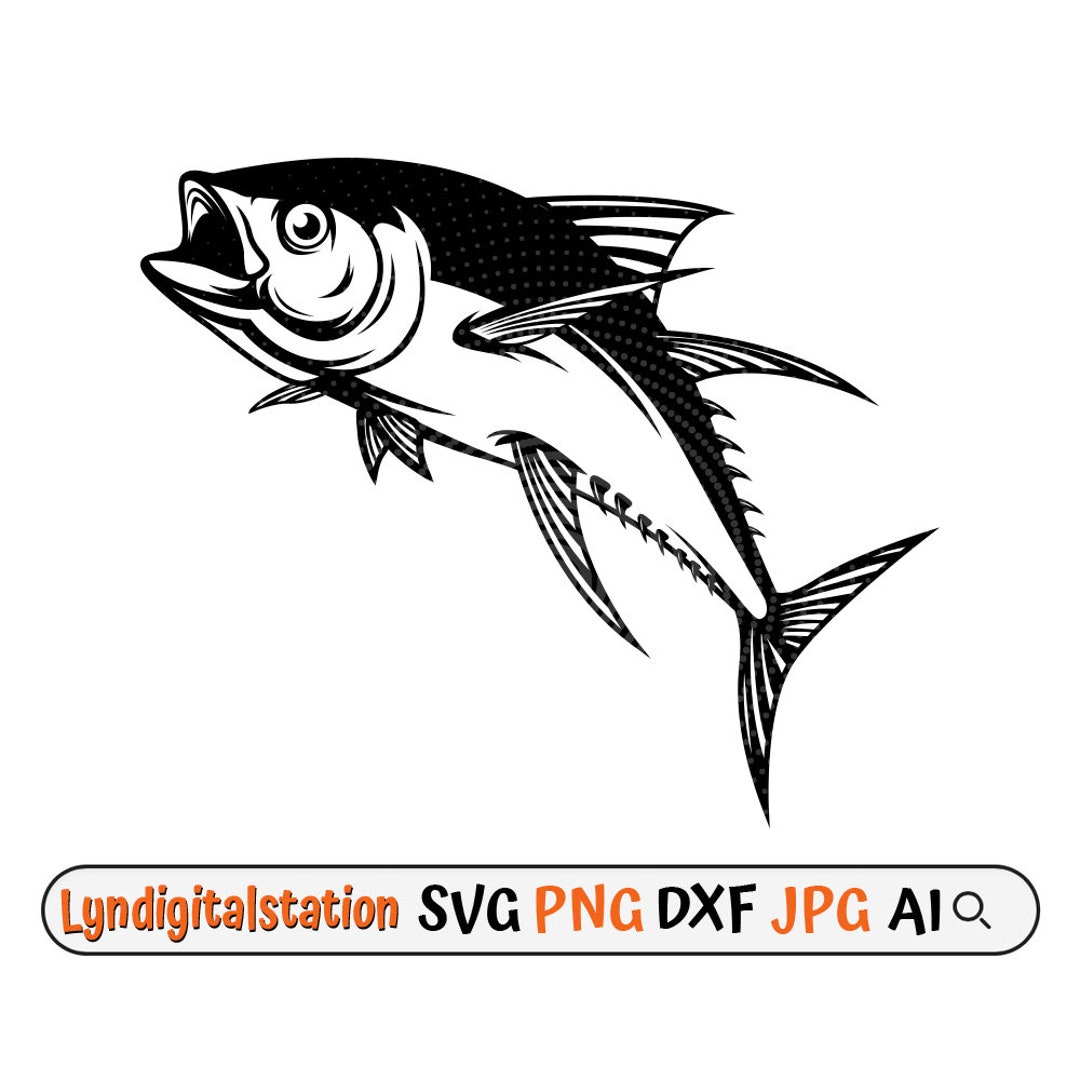 Tuna Fish Svg Sea Creature Clipart Fishermen Cut File Angling Stencil