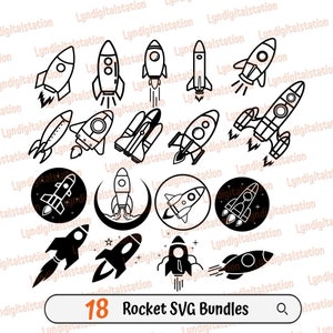 Rocket Bundles Svg | Rocketship Clipart | Space Shuttle Cut File | Spacecraft Stencil | Space Rocket Tshirt Design | Rocket Launch Dxf | Png