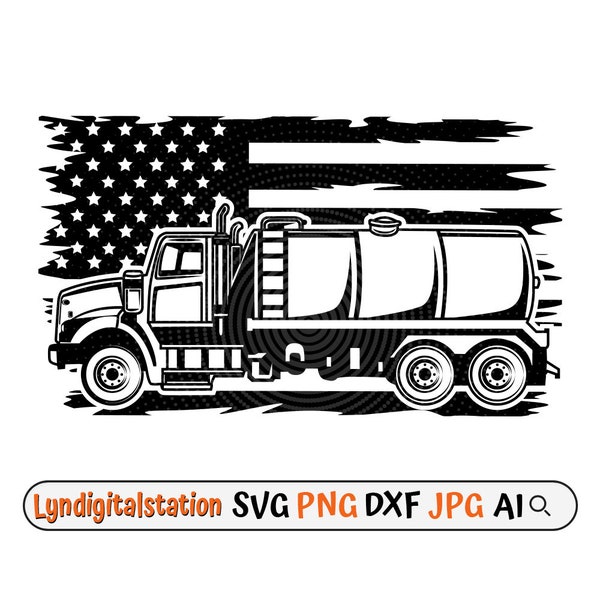 US Septic Truck Svg | Waste Removal Clipart | Pump Truck Cut File | Sanitation Vehicle Stencil | Waste Disposal  T-shirt Design | Dxf | Png