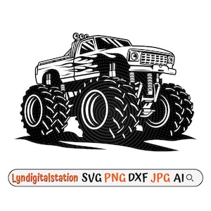 Monster Truck Svg | Extreme Vehicle Clipart | Off Road Vehicle Cut File | Oversized Tires Stencil | Big Truck T-shirt Design | Dxf | Png