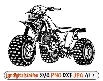 Three Wheels Svg | Off Road Motorcycle Racing Clipart | Dirt Bike Cut File | US Sport Stencil | Motocross Rider T-shirt Design | Dxf | Png