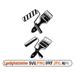 Paint Brush Svg | Paint Brush & Roller Clipart | Painting Tools Cut File | Painter Stencil | Painter Dad Gift Idea Tshirt Design | Dxf | Png