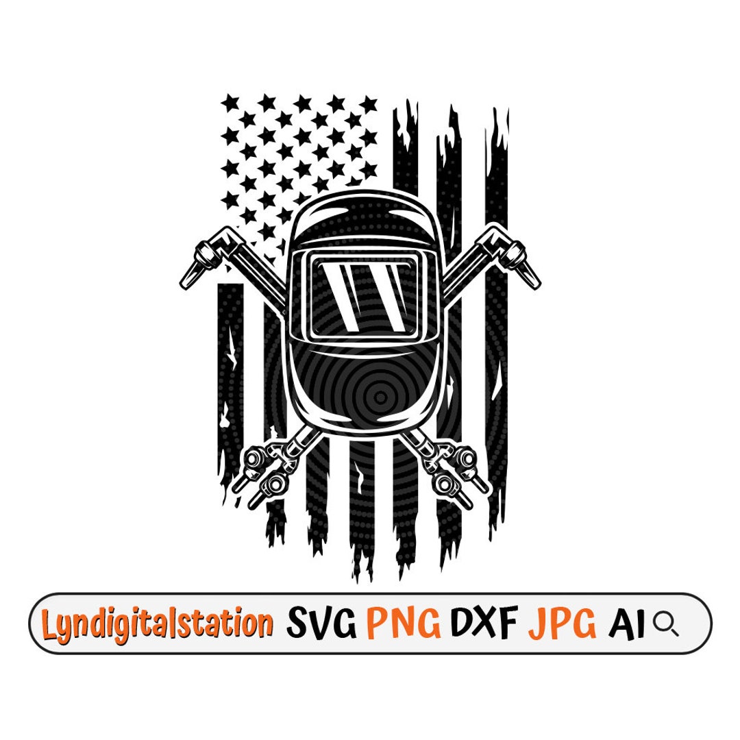 US Welding Mask & Torch Svg Welding Mask Clipart Welding Torch Cut File US Welder Stencil